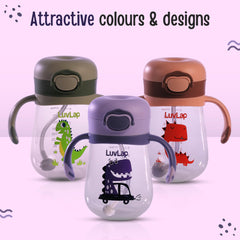 LuvLap Baby Bite Resistant Soft Silicone Straw Sipper Cup with Handle, with Weighted Straw, Sippy Cup with Anti Spill Lock, BPA Free, 6m+, 300 ml, Purple