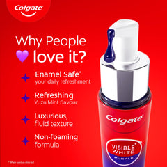 Colgate Visible White Purple Teeth Whitening Serum, 40ml – Mint & Yuzu Flavour, Instant Brightening Purple Serum for Whiter Smiles