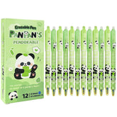 FunBlast Cute Panda Erasable Gel Pens – 12 Pcs of Gel Pen with Magic Eraser, Kawaii Gel Pens, Lightweight Gel Pen with Comfortable Grip, Stationery for School & Office – Blue Ink