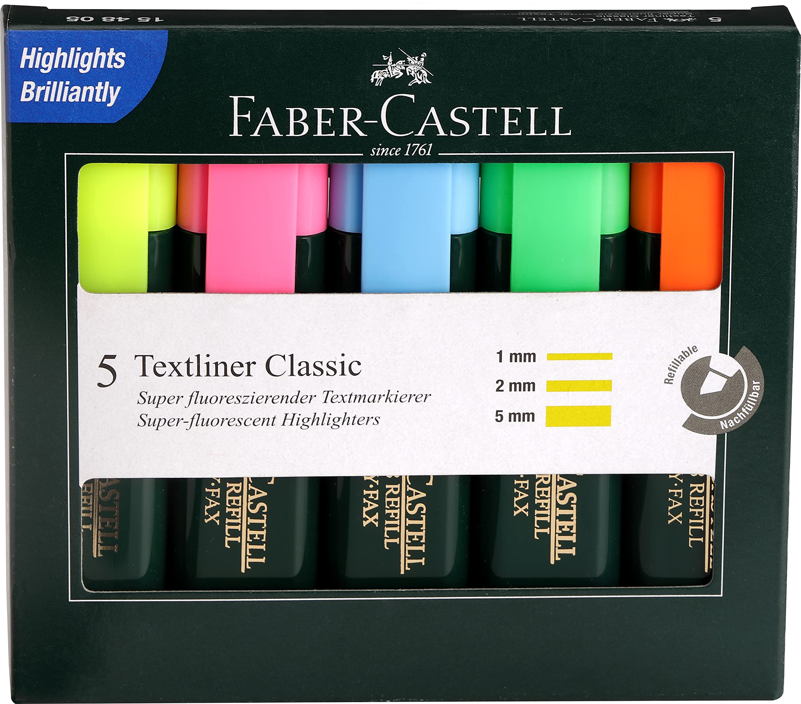 Check price of Faber-Castell Fine Textliner Highlighters - Pack of 5 in Sri Lanka | Arcade.lk