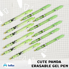 FunBlast Cute Panda Erasable Gel Pens – 12 Pcs of Gel Pen with Magic Eraser, Kawaii Gel Pens, Lightweight Gel Pen with Comfortable Grip, Stationery for School & Office – Blue Ink