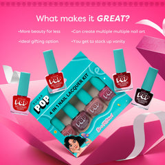 SUGAR POP 4 in 1 Nail Lacquer Kit | Chip-resistant formula & Glossy Flinsh | Nail Polish Set - 02 Rouge Canvas