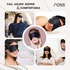 Ross 100% Mulberry Silk Sleep Mask Eye Mask, Super Smooth for Blind Fold (Black)