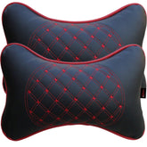 DETACHI Faux Leather Car Neck Rest Pillow/Cushion Set of Pillows Compatible with All Cars (Black, with RED Embroidery) - Pack of 2 Pieces - Automotive Parts and Accessories from DETACHI - Shop in Sri Lanka at Arcade.lk