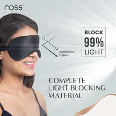 Ross 100% Mulberry Silk Sleep Mask Eye Mask, Super Smooth for Blind Fold (Black)
