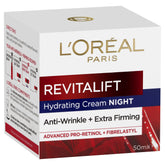 L’Oréal Paris Anti-Ageing Night Cream, With Pro-Retinol and Fibrelastyl, Hydrated & Smoother Skin, Revitalift, 50ml