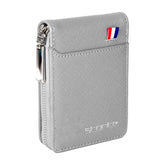 Storite PU Leather 9 Slot Vertical Credit Debit Card Holder Money Wallet Zipper Coin Purse for Men Women (Grey - 11.5 x 2 x 8 Cm)