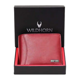 WildHorn RFID Protected Leather Wallet for Men, Red