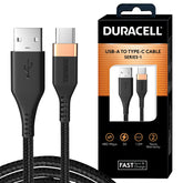 Duracell Usb-A To Type C, 65W Braided Sync & Fast Charging USB Cable, 3.9 Feet(1.2M), Qc 2.0/3.0 Ultra Fast Charging, Seamless Data Transmission, Series 1,Black