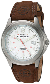 TIMEX Expedition Field Analog Watch for Man with White Round Dial & Brown Leather Strap Band Water Resistant Men's Wrist Watches - T44381E6