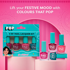 SUGAR POP 4 in 1 Nail Lacquer Kit | Chip-resistant formula & Glossy Flinsh | Nail Polish Set - 03 Radiant Rainbow