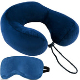 Trajectory Travel Neck Pillow with Sleeping Eye Mask Combo for Travel in Flight car Train Airplane for Sleeping and Orthopedic Cervical Pain for Men and Women Blue - Home from Trajectory - Shop in Sri Lanka at Arcade.lk
