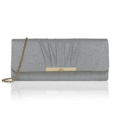 Lavie Women's Frame Detachable Chain Sling Strap Clutch Bags (Silver)