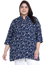 Indietoga Women's Plus Size Floral Printed Casual Long Tunic Tops (2XL to 7XL)
