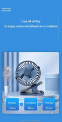 JH006 3 Speed Rechargeable Mini Clamp Fan | Portable USB Air Cooler & Desktop Fan