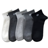 5 Pairs Men's Short Tube Socks, Four-Season Thin M Series, Solid Color, Simple & Versatile Low-Top Boat Socks