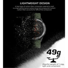 NORTH EDGE ALPS 45mm Men’s Outdoor Watch | Waterproof Compass Metronome Watch with Carbon Fiber Case & Nylon Strap for Men