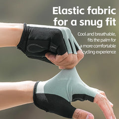 ROCKBROS Half Finger Cycling Gloves | Breathable Anti-Slip Shockproof SBR Padded Bike Gloves | Summer MTB Road Bicycle Gloves for Men & Women