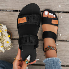 Women’s Open Toe Sandals | Breathable Mesh Material | Skin-Friendly & Comfortable | Flat-Bottom Slip-On Shoes
