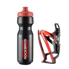ROCKBROS Bike Water Bottle and Cage Set | 750ml BPA-Free Cycling Sports Squeeze Bottle with Lightweight Integrated Molded Bottle Holder for Road & Mountain Bikes