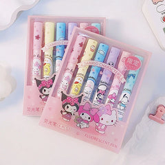 6Pcs Sanrio Hello Kitty Highlighter Pen Set | Kawaii Kuromi Melody Cinnamoroll Art Fluorescent Marker Pens - from Generic - Shop in Sri Lanka at Arcade.lk