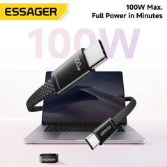 ESSAGER 100W USB-C to USB-C Slim Cable | 5A PD Fast Charging & Data Cable for MacBook iPhone 18 17 16 Pro Max iPad Xiaomi & USB-C Laptops