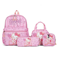 4PCS Sanrio Hello Kitty, Melody, Kuromi Backpack Set, Includes Pencil Case, Shoulder Bag & Wallet, School Bag, Casual Outdoor Daypack