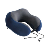 U-Shaped Travel Pillow, Neck Pillow with Adjustable Strap, Reversible Design, Medium Firm Support, Ergonomic Contour Cushion for Airplane, Car, and Office Naps, Gulf Blue