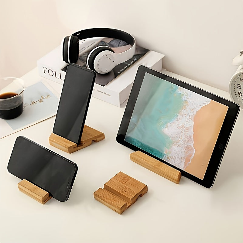 Ecoboo Adjustable Multi-Angle Desktop Stand for Smartphones & Tablets, Durable Natural Bamboo with Non-Slip Base & Air Holes, Fits 10.16–32.77 cm Devices, Ideal for Home, Office & Travel