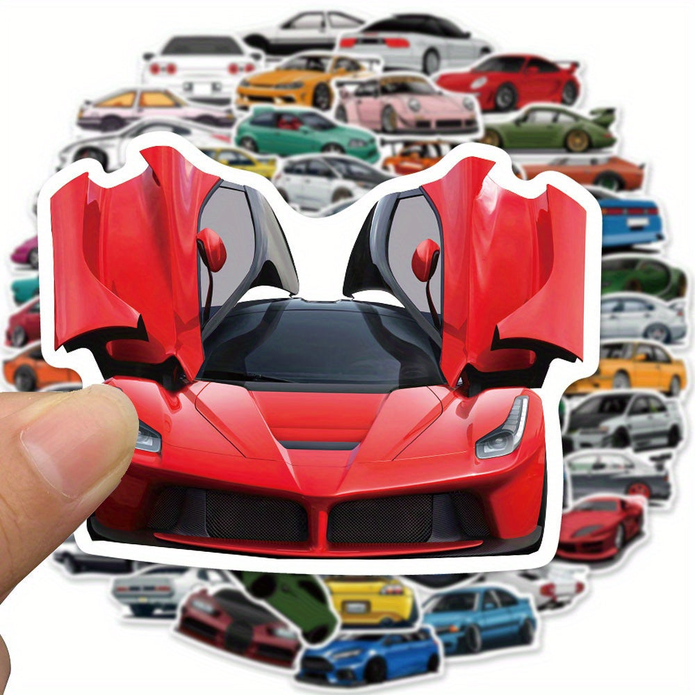 Stickerly 50PCS Cool & Cute Waterproof Car Sticker Pack, Vinyl Reusable Decals for Cars, Laptops, Skateboards, Luggage & More, Ideal for DIY, Water Bottles, Adults' Suitcases