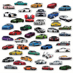Stickerly 50PCS Cool & Cute Waterproof Car Sticker Pack, Vinyl Reusable Decals for Cars, Laptops, Skateboards, Luggage & More, Ideal for DIY, Water Bottles, Adults' Suitcases