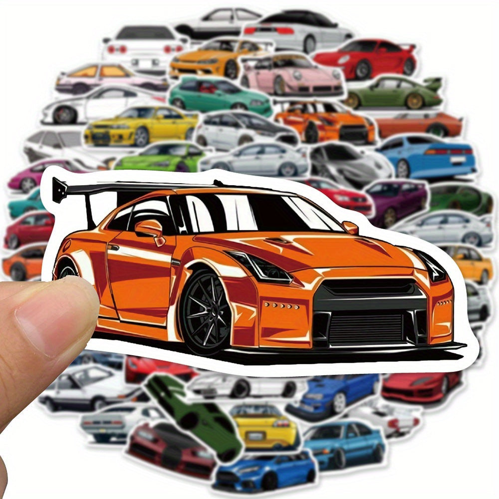 Stickerly 50PCS Cool & Cute Waterproof Car Sticker Pack, Vinyl Reusable Decals for Cars, Laptops, Skateboards, Luggage & More, Ideal for DIY, Water Bottles, Adults' Suitcases