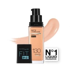 Maybelline New York Liquid Foundation, Matte Finish, With SPF, Absorbs Oil, Fit Me Matte + Poreless, 130 Buff Beige, 30 ml