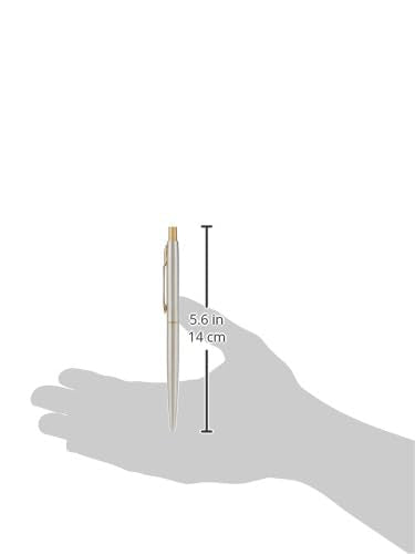 Parker Classic Stainless Steel Ballpoint Pen | Gold Trim | QuinkFlow Technology | Blue Ink, Fine Tip