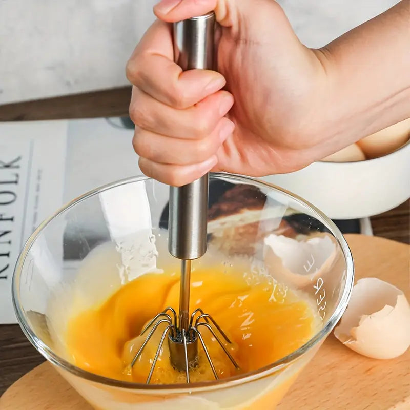 Easy-to-Use Press and Rotate Hand-Held Mixer for Cream, Eggs, and More, Ideal for Baking and Cooking, Lightweight and Efficient Kitchen Tool