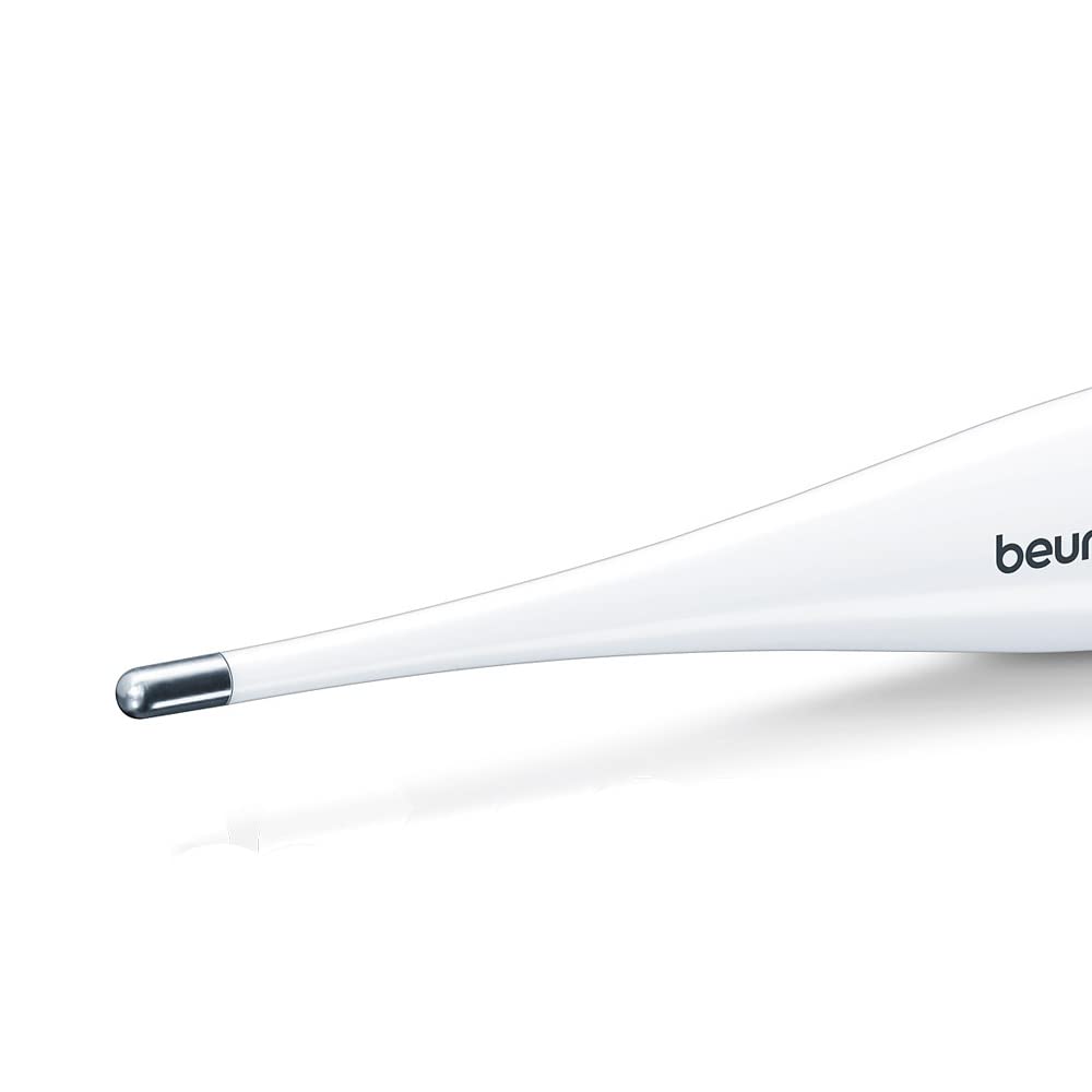 Beurer FT-09 Digital Oral Thermometer for Fever | High Accuracy |Digital Display | Water Resistance - Color White, Glass and Plastic