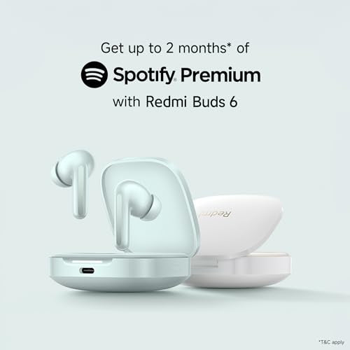 Redmi Buds 6, Dual Driver TWS in Ear Earbuds, 49dB Hybrid Active Noise Cancellation, Spatial Audio, Dual Device Connection, Quad Mic AI ENC, 42 Hrs Playtime, Custom EQ, Wireless Earbuds (Black)