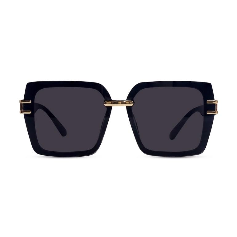 HASHTAG EYEWEAR Latest & Stylish Sunglasses for Women | Fashionable & Lightweight Eyewear, 100% UV Protected Sunglass with Maximum Clarity (Rectangular/Black)