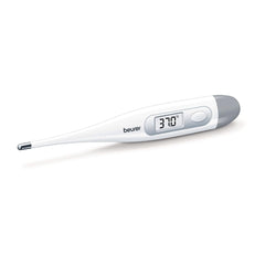 Beurer FT-09 Digital Oral Thermometer for Fever | High Accuracy | Digital Display | Water Resistance - Color White, Glass and Plastic