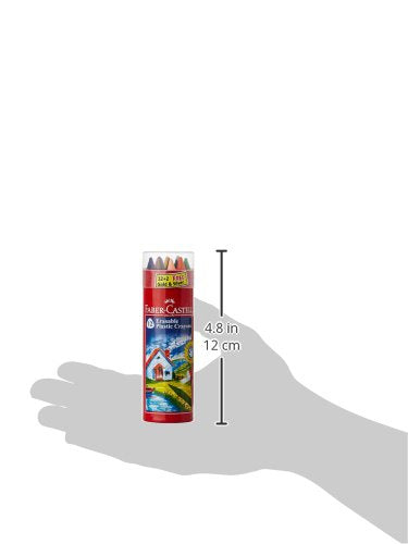 Faber-Castell Erasable Plastic Crayons Tin – Pack of 12 + 2 Metallic Shades | Smooth, Break-Resistant Colour Crayons | Non-Toxic & Child-Safe Crayons for Kids
