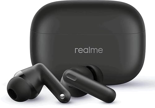 realme Buds T310 True Wireless in-Ear Earbuds with 46dB Hybrid ANC, 360° Spatial Audio, 12.4mm Dynamic Bass Driver, Upto 40Hrs Battery and Fast Charging (Vibrant Black)