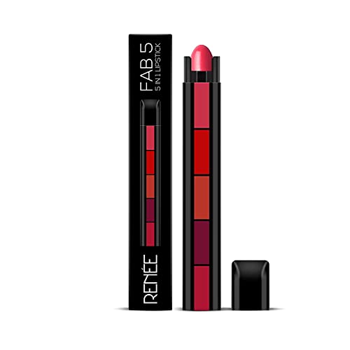 RENEE Fab 5 5-in-1 Lipstick 7.5gm| Five Shades In One| Long Lasting, Matte Finish| Non Drying Formula with Intense Color Payoff| Compact & Easy to Use - Beauty from RENEE - Shop in Sri Lanka at Arcade.lk