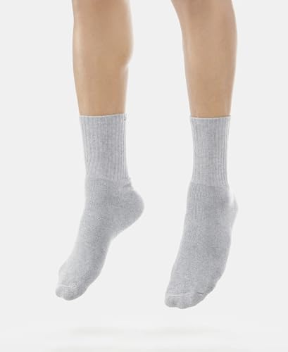 Jockey Men's Calf Length Sports Cotton Socks (Pack of 3) 7035_Black/Midgrey Mel/Navy_Free Size
