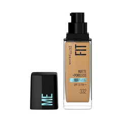 Maybelline New York Fit Me Matte + Poreless Liquid Foundation, pore minimising, lightweight formula suitable for daily use, Matte Finish Foundation for Indian Skin - 332 Golden Caramel, 30 ml