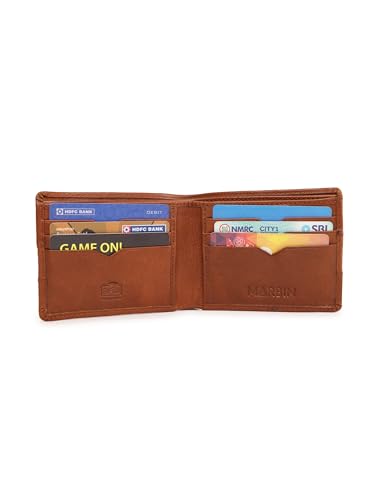 Marbin Men's Leather Wallet – 8 Card Slots (Brown)