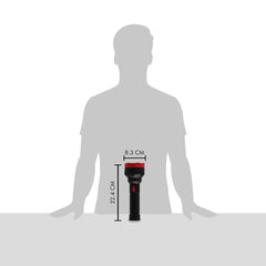 wipro Luster 3W Led Bright Rechargeable Torch with LED Light | Dimmable Emergency Torch Light with 1200 mAH Li-Ion Battery | Compact Torch with 2 Step of Brightness | Red | Pack of 1