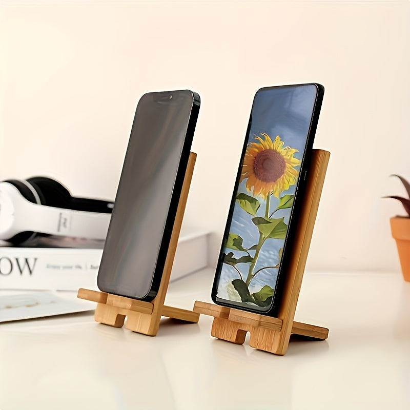 Ecoboo Adjustable Multi-Angle Desktop Stand for Smartphones & Tablets, Durable Natural Bamboo with Non-Slip Base & Air Holes, Fits 10.16–32.77 cm Devices, Ideal for Home, Office & Travel