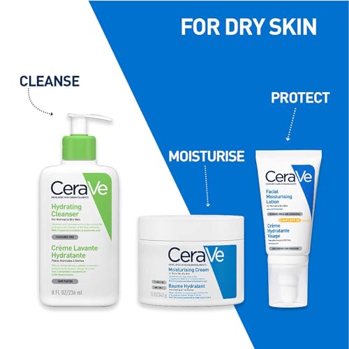 CeraVe Hydrating Cleanser For Normal To Dry Skin (236ml) - Non-Foaming Face Wash with Hyaluronic Acid And Ceramides | Non-Comedogenic, Non-Irritating And Fragrance-Free Cleanser