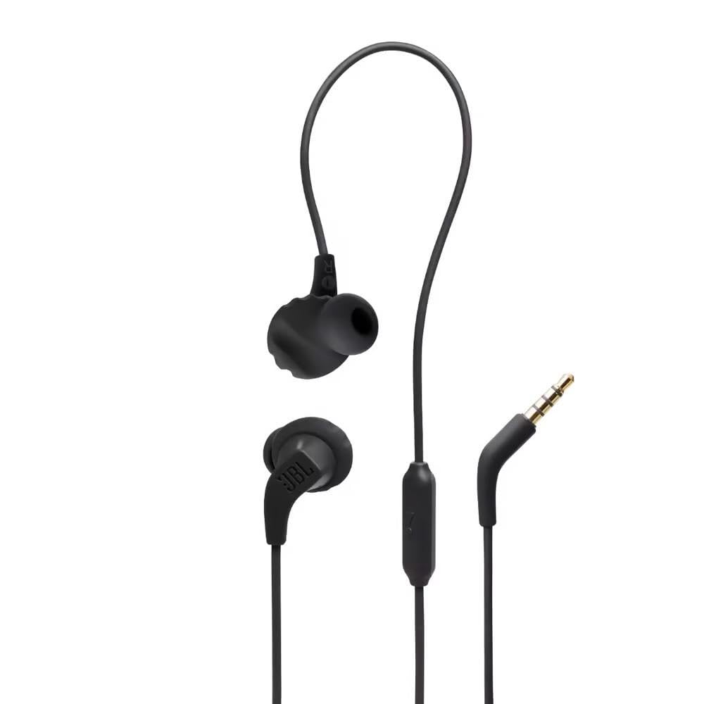 JBL Endurance Run 2, Sports in Ear Wired Earphones with Mic, Pure Bass, Sweatproof, Flexsoft eartips, Magnetic Earbuds, Fliphook & TwistLock Technology with Voice Assistant (Black)