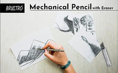 BRUSTRO Mechanical Pencil Set | HB-20 leads, 2B-20 leads,Spare eraser 8 units|Tip size 0.7 mm | Ideal for Students,Adults, Home, School, Office Use |Writing, Sketching, Drawing,Mandala Art